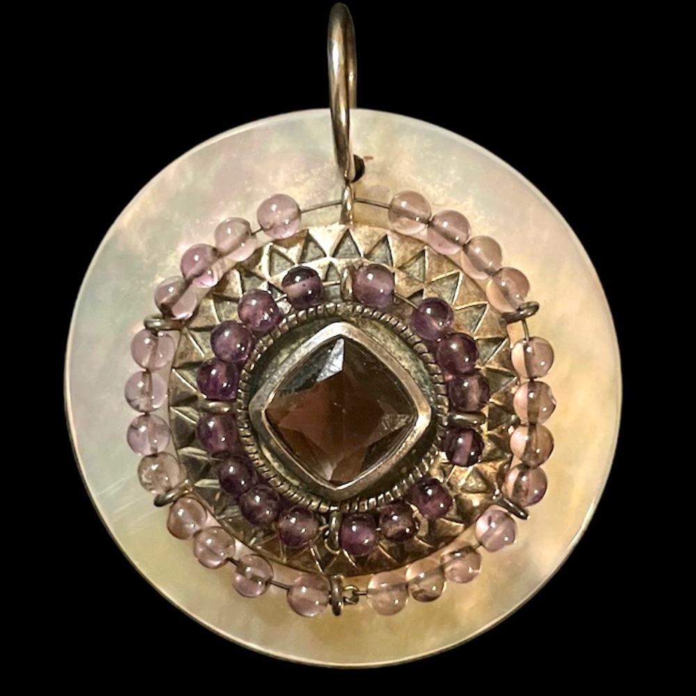 Sterling Mother of Pearl and Amethyst Pendant